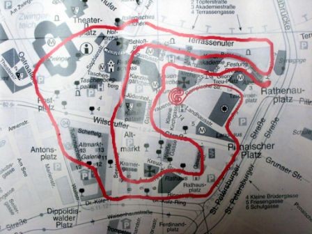 Stadtplan Dresden mit Labyrinthweg